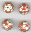 4 16mm Red Cloisonné Rounds
